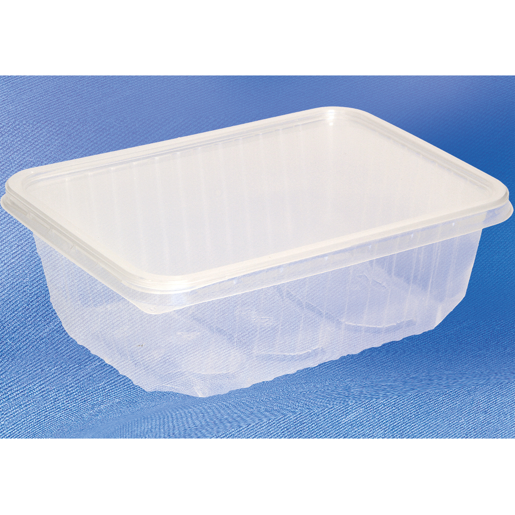 Feinkostbeker + Deksel 1000ml, vierkant, transparant 200St