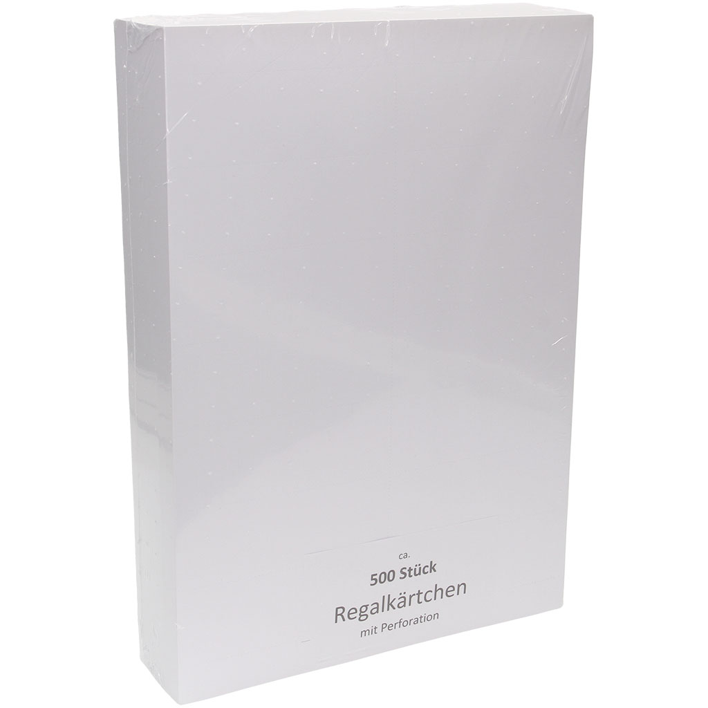 Regaletiketten wit, 52,5 mm x 40 mm, geperforeerd. 500 vellen