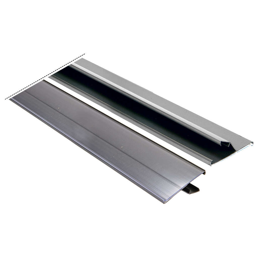 Prijsleiste voor actie tafel, klemleiste, 1238x52mm, grijs aluminium
