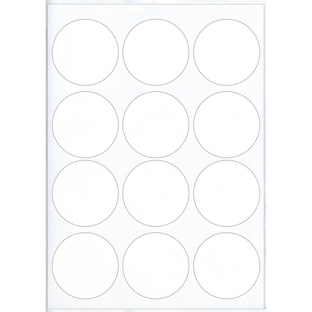 Enkele blattetiketten voor laserprinters, zelfklevend, blanco, rond 60mm