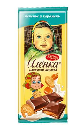 Chocoladereep "Alyonka" karamel met koekje 87g