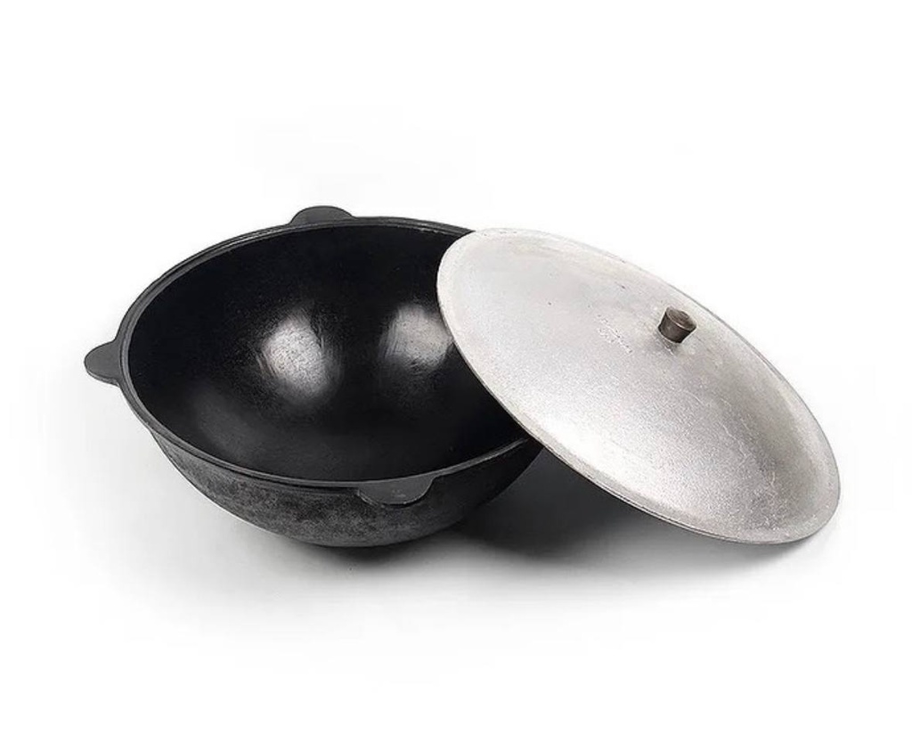 "Kasan" Originele Oezbeekse pan van gietijzer met aluminium deksel, geschikt voor Uchag