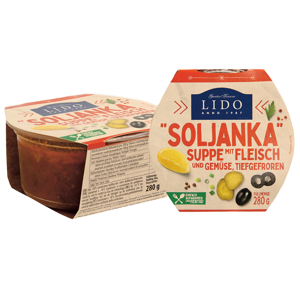 Суп "Солянка" с мясом и овощами 12,2%, глубокой заморозки.