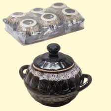 Set keramische potten Mand 6 stuks 0,6l