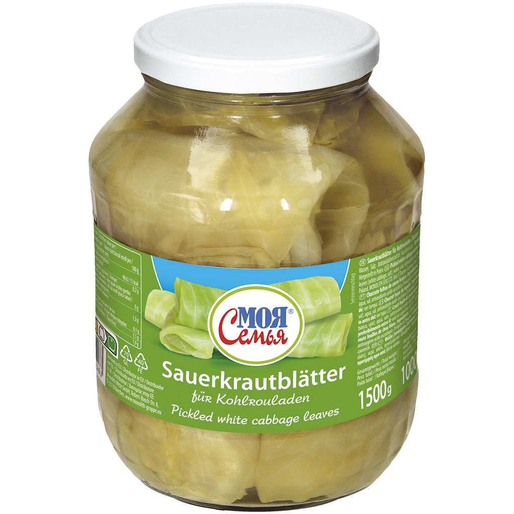 "Moja Semja" Zuurkoolbladeren voor koolrolletjes 1,5 kg