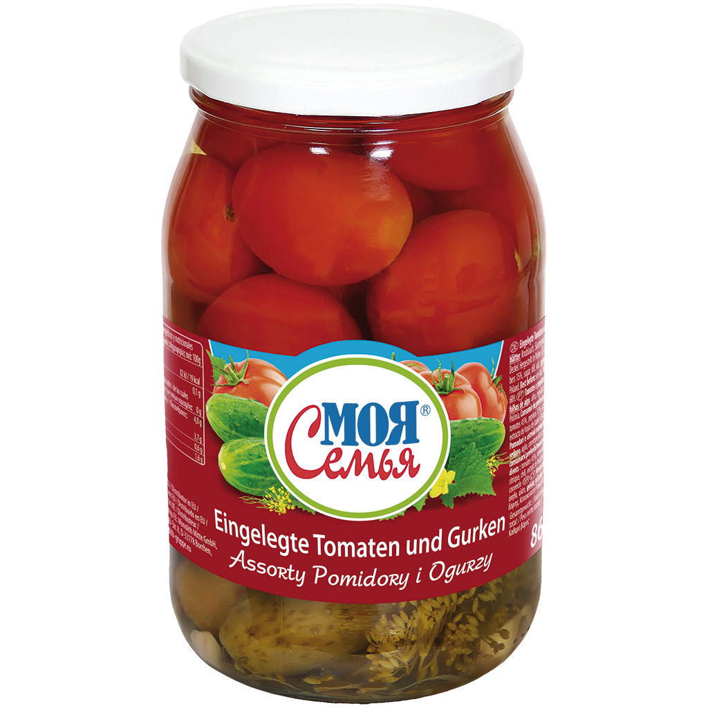 "Moja Semja" Tomaten en augurken gemarineerd 860 g