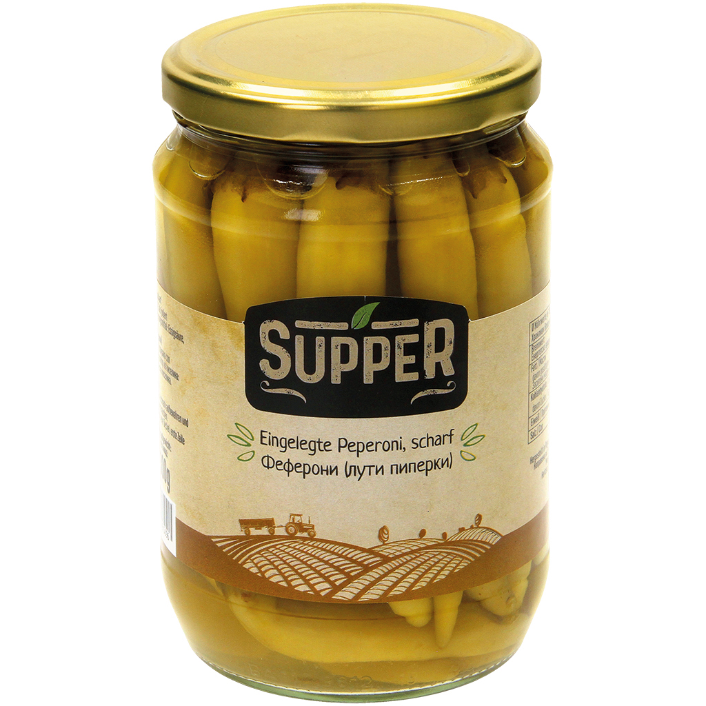 "Supper" Pepers gemarineerd scherp 610 g