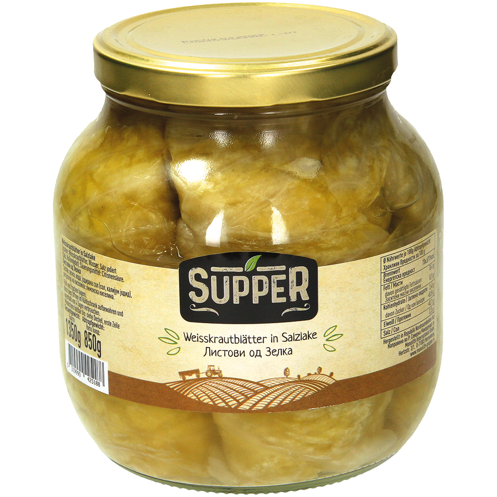 "Supper" Witte koolbladeren in pekel 1,35 kg