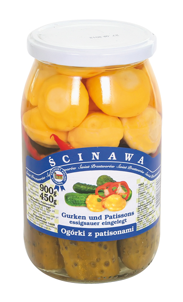 "Scinawa" Augurken en patissons gemarineerd 900 g