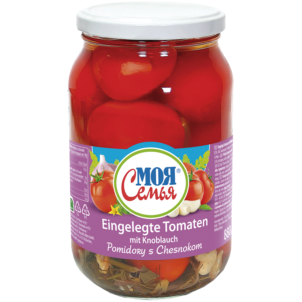 "Moja Semja" Tomaten met knoflook gemarineerd 880 g