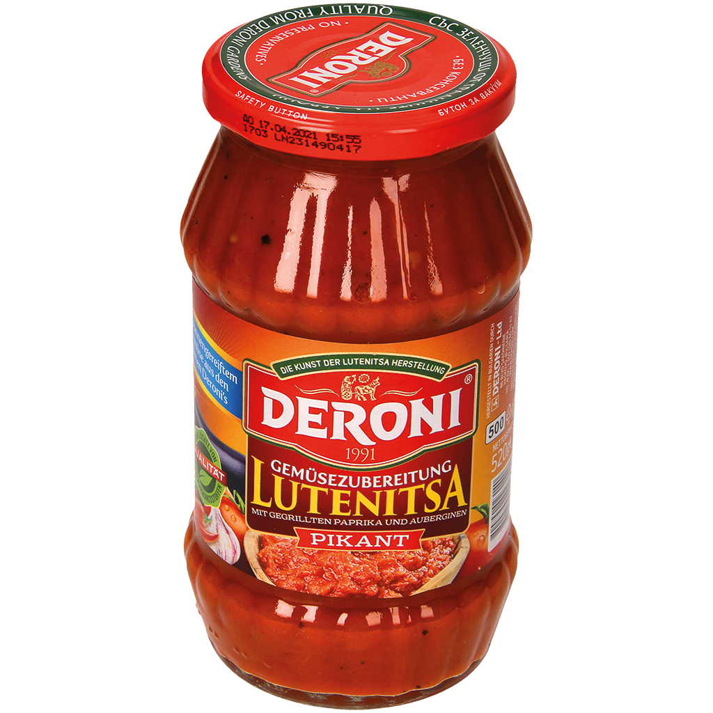 "Deroni" Lutenitsa pikant met gegrilde paprika en aubergine 500 ml