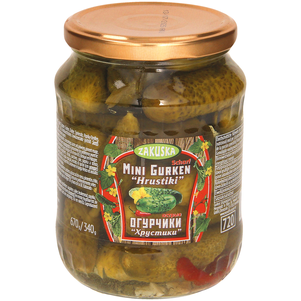 "Zakuska" Mini-augurken pikant Hrustiki 720 ml