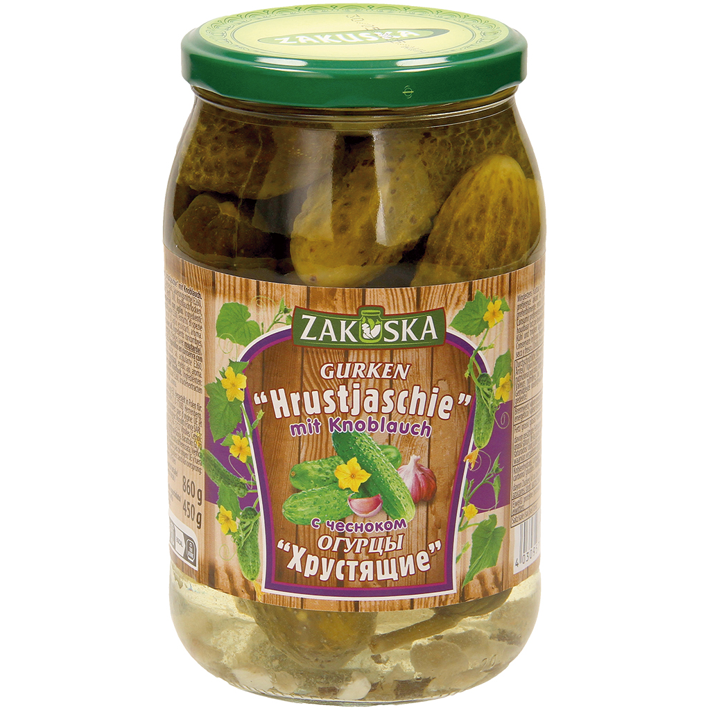 "Zakuska" Augurken met knoflook Hrustjashchie 900 ml