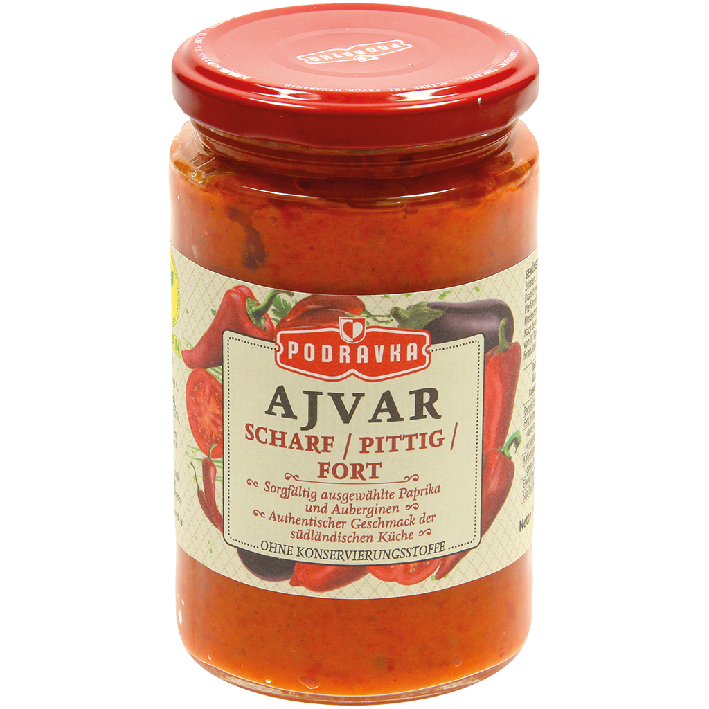 Ajvar pittige groentebereiding met paprika en aubergine, gepasteuriseerd