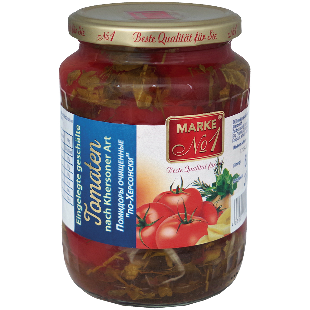 "Marke Nr.1" Gepelde tomaten Po-khersonski 720 ml