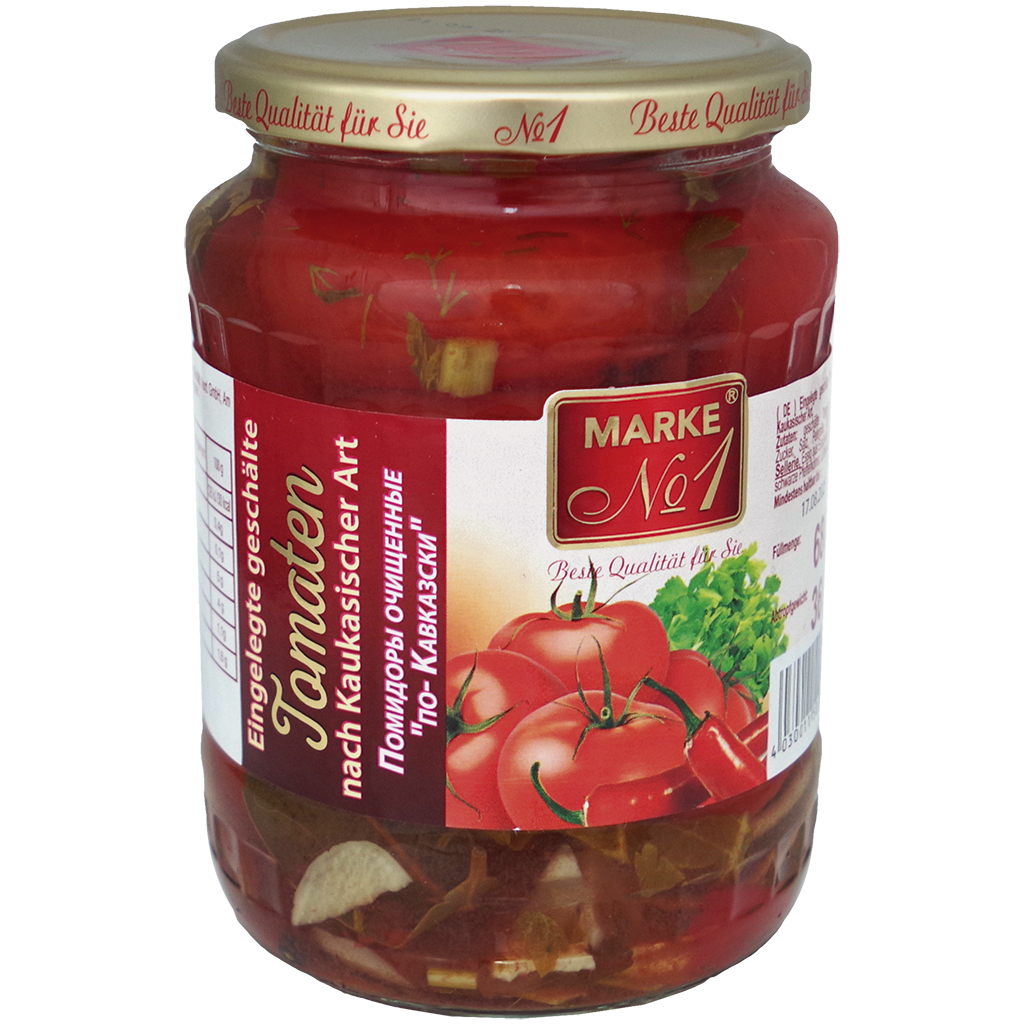 "Marke Nr.1" Gepelde tomaten op Kaukasische wijze 720 ml