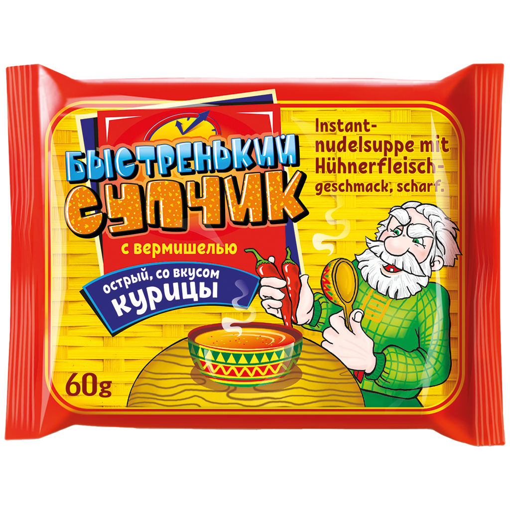 Instantnoedelsoep "Bistrenjkij Suptschik" met kipssmaak, pik