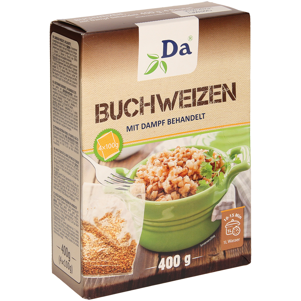 "DA" Boekweit gestoomd in kookzakjes 4x100 g