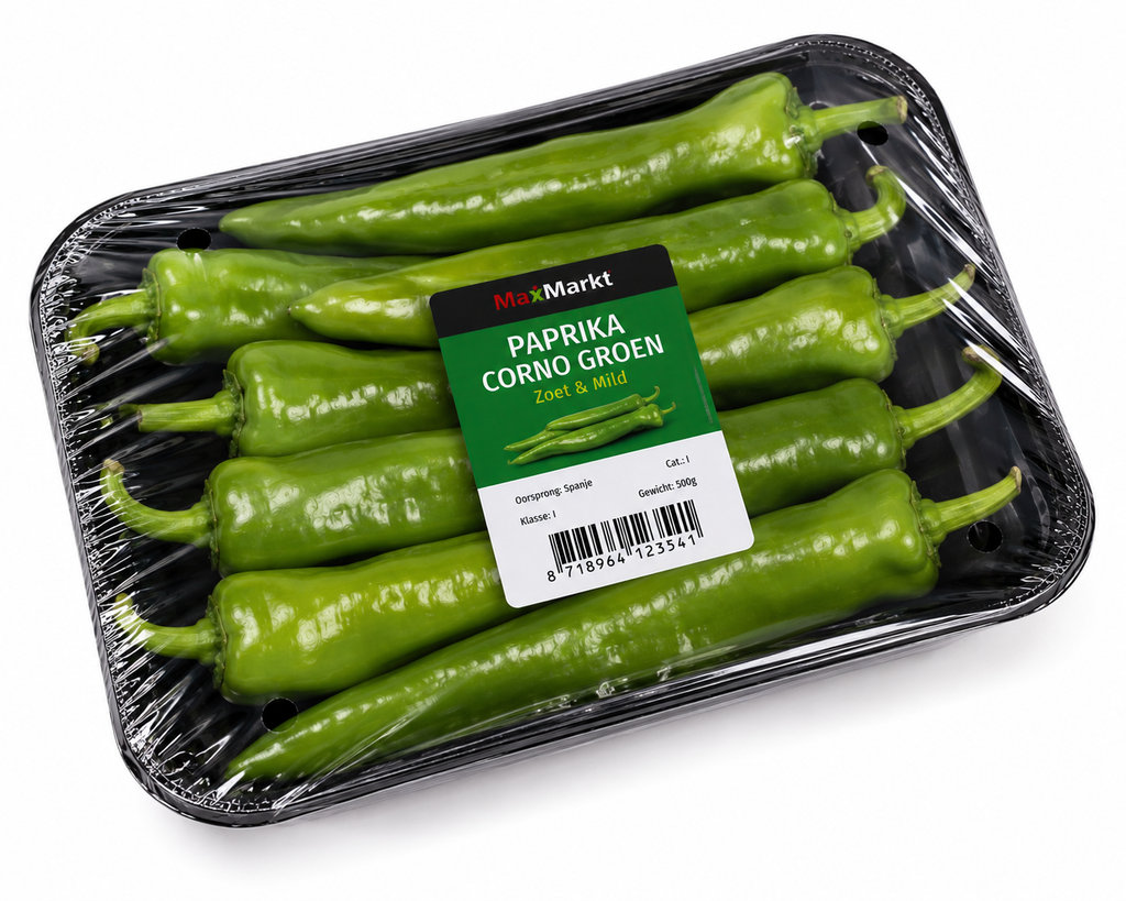 Paprika corno groen verpakt