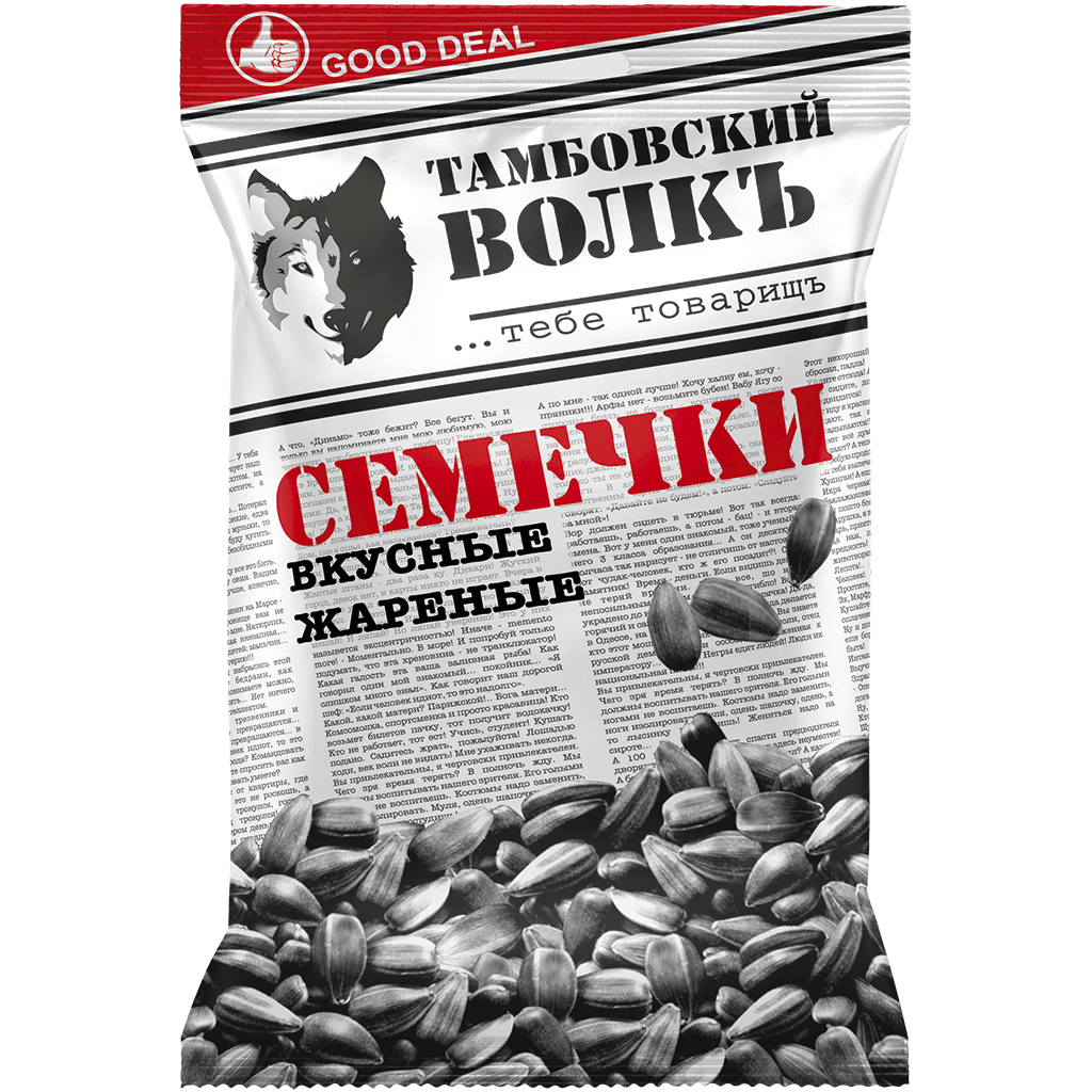 Cемена подсолнечника жареные неочищенные "Тамбовский Волкъ"