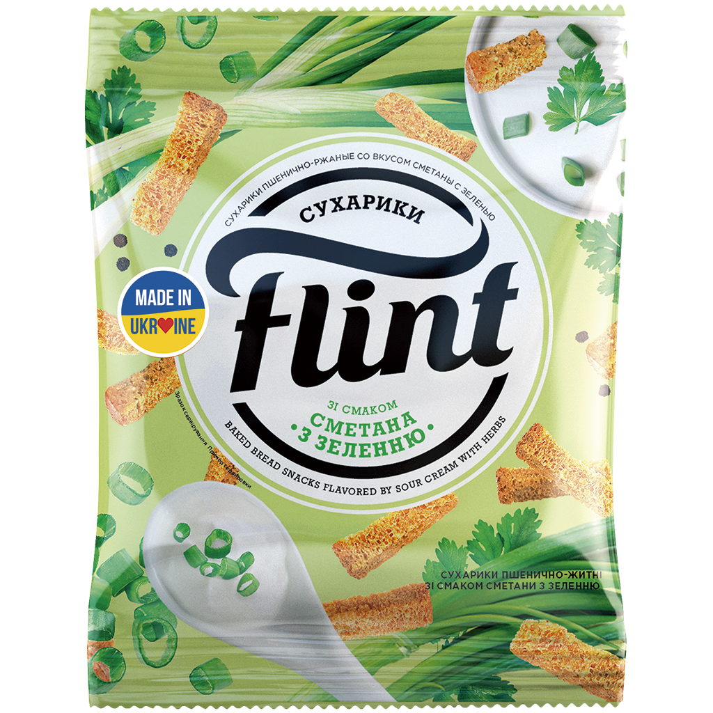 "Flint"- Сухарики из пшеничного хлеба со вкусом сметаны с з