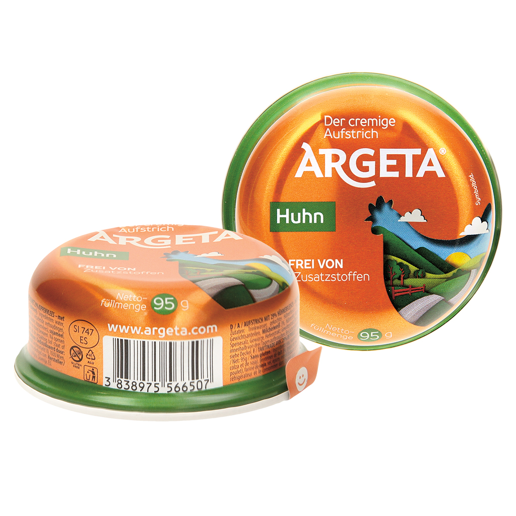 Belegspread met 29% kipvlees - met melkeiwit. Gesteriliseerd product.