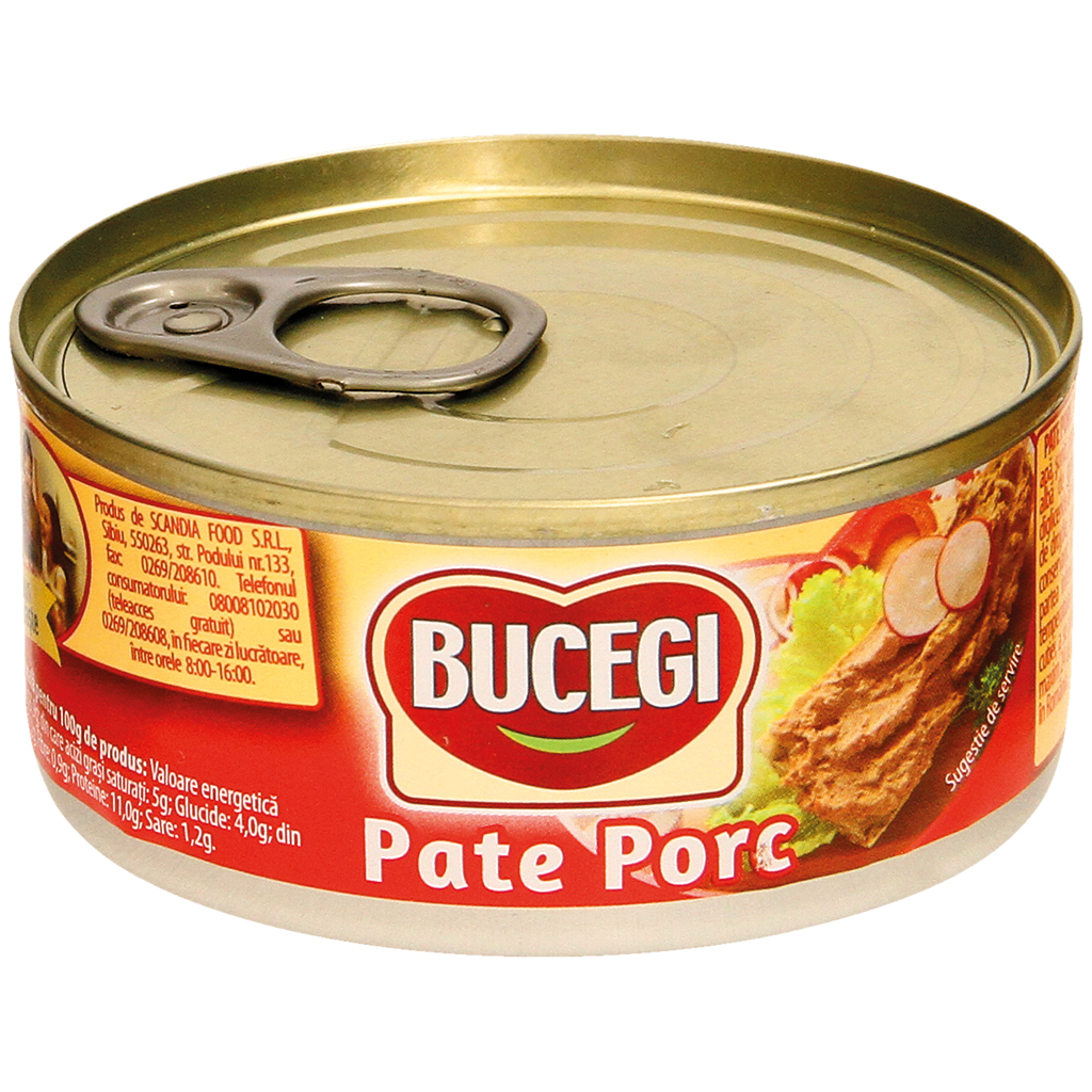 Paté met varkenslever, met toegevoegd water, met soja-eiwit en maïszetmeel, gezouten