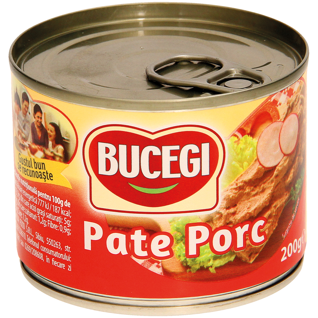 Paté met varkenslever, met toegevoegd water, met soja-eiwit en maïszetmeel, gezouten