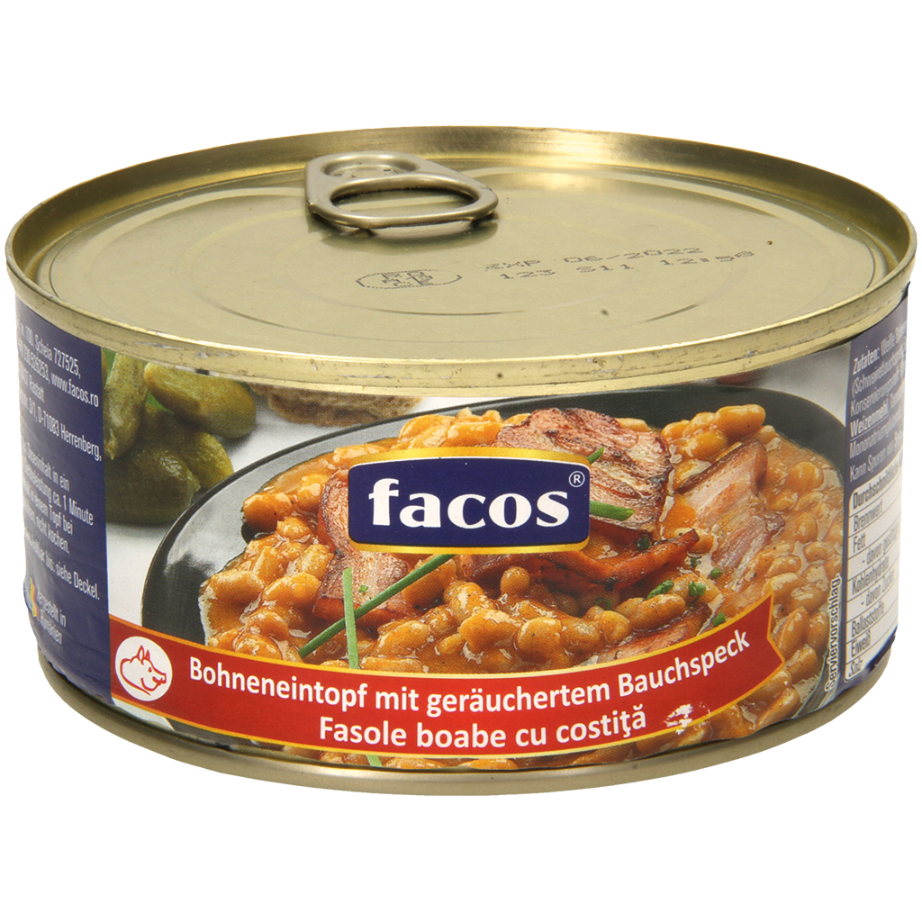 "Facos" Bonenschotel met gerookt spek 300 g