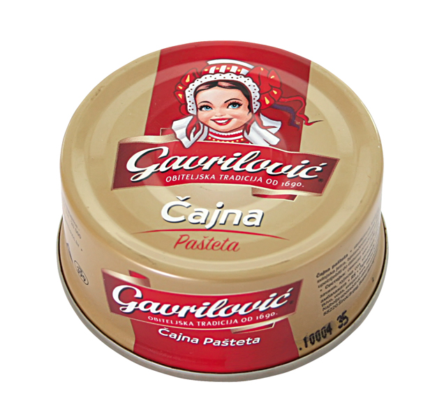 "Cajna pasteta" Паштет со свининой с добавлением молочного белка. Стерилизованный.
