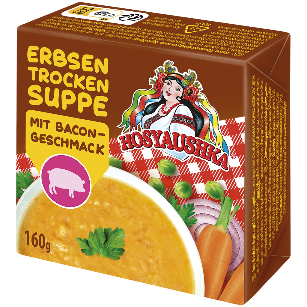 "Hosyaushka" Erwtensoep met bacon-smaak.