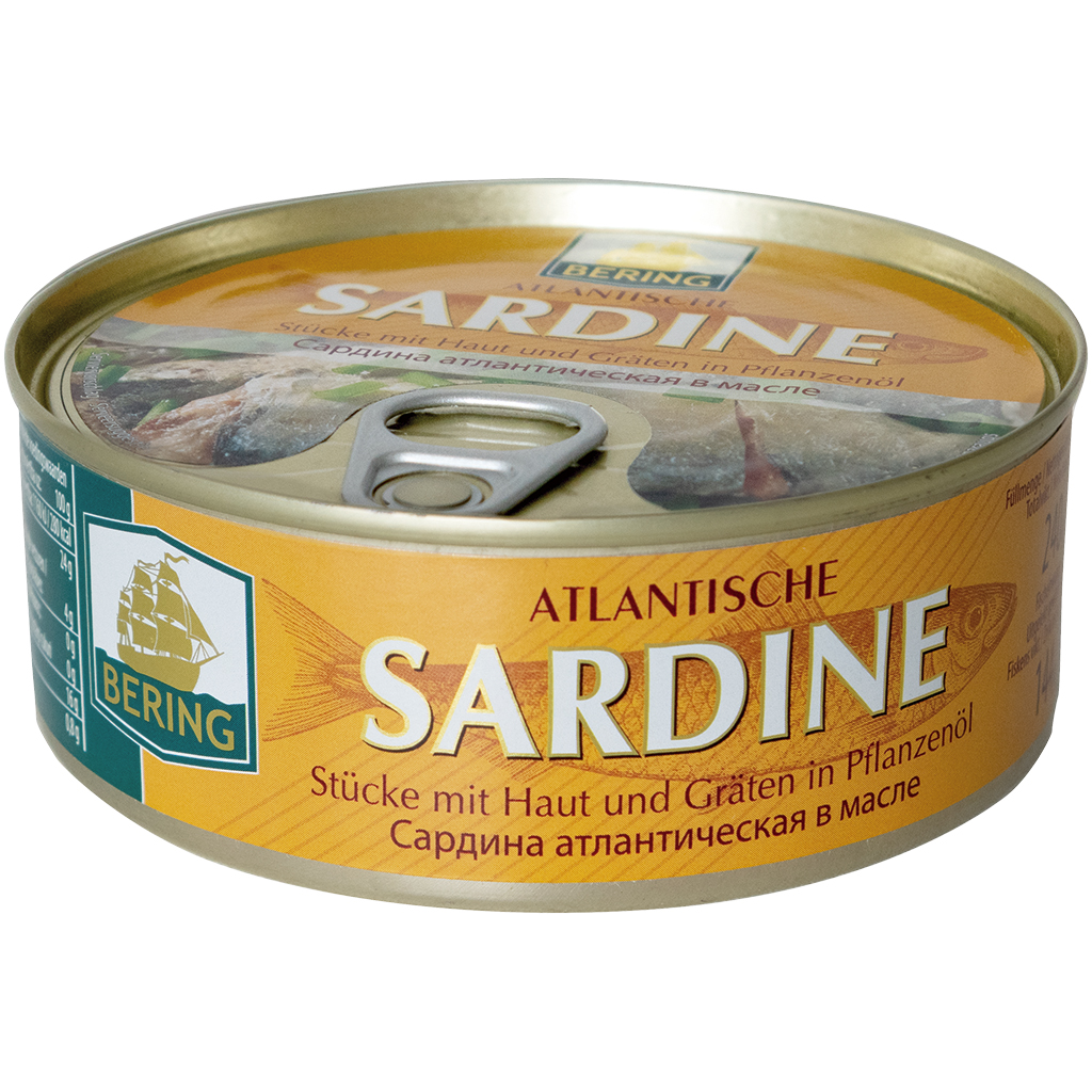 Atlantische sardine - stukken met huid en graten in plantaar