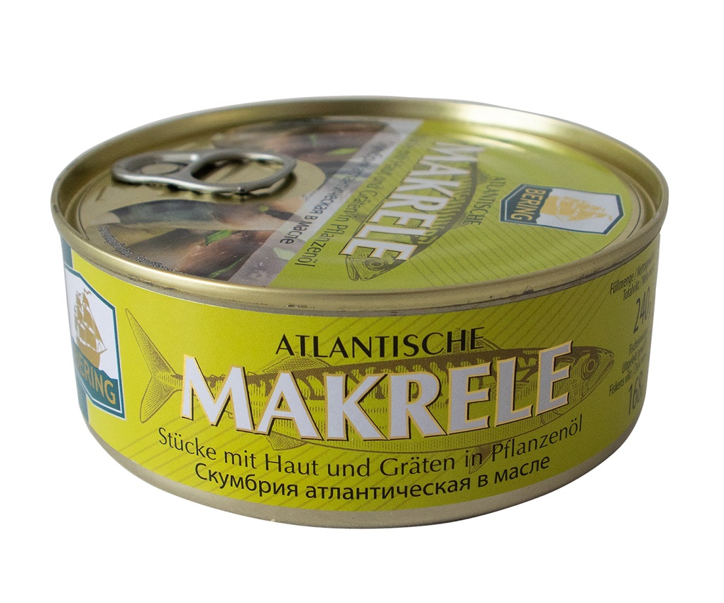 Makreel - Stukken met huid en graten in plantaardige olie