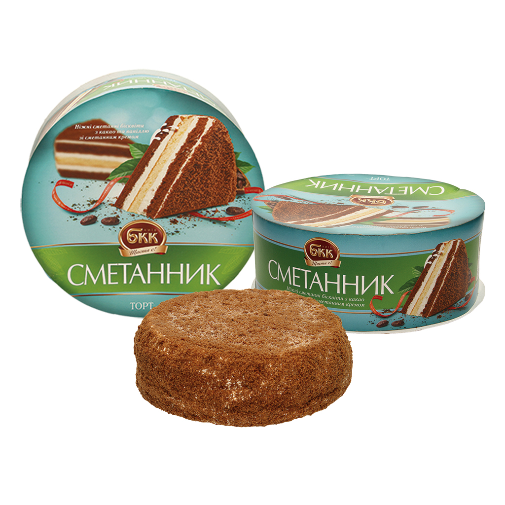 "Smetannik" Biscuittaart met 58% zure room-crème-vulling