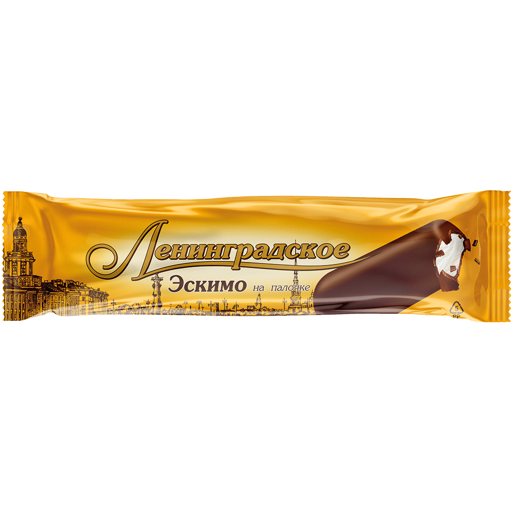 Vanille-ijs "Leningradskoe" omhuld in chocolade