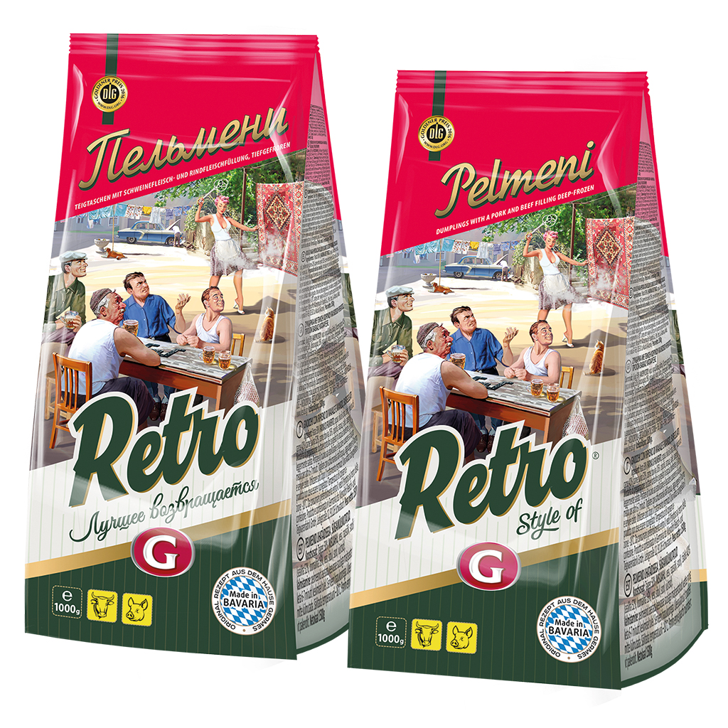 Dumplings "RETRO - Pelmeni 1000g" met varkensvlees en rundvl