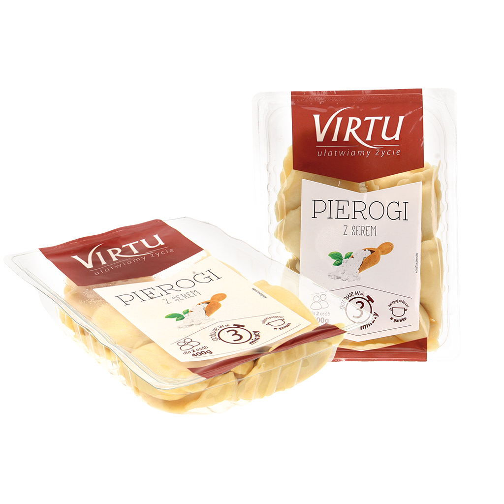 Deegwaren "Pierogi met kaas" met korrelige roomkaas