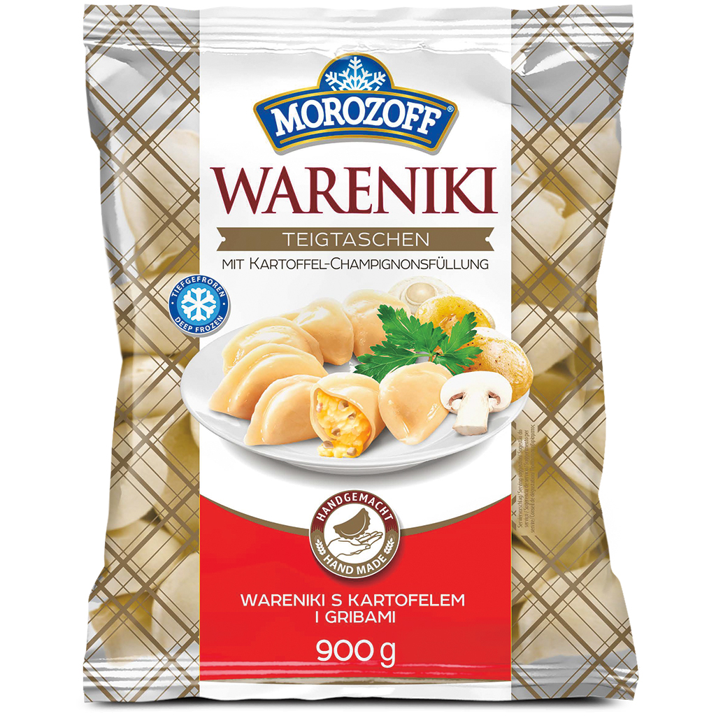 Deegwaren "Wareniki" handgemaakt met aardappel-champignonvul