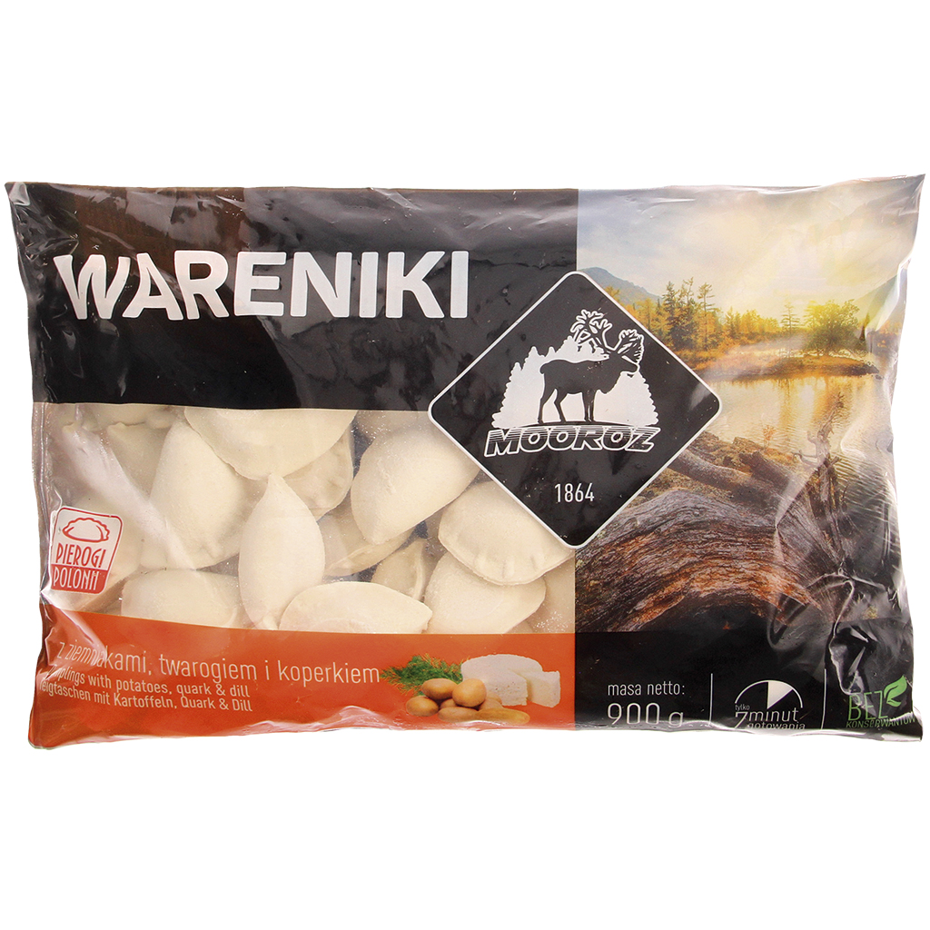 "Pierogi" deegwaren met een vulling van aardappel en roomkaas-dille, diepgevroren