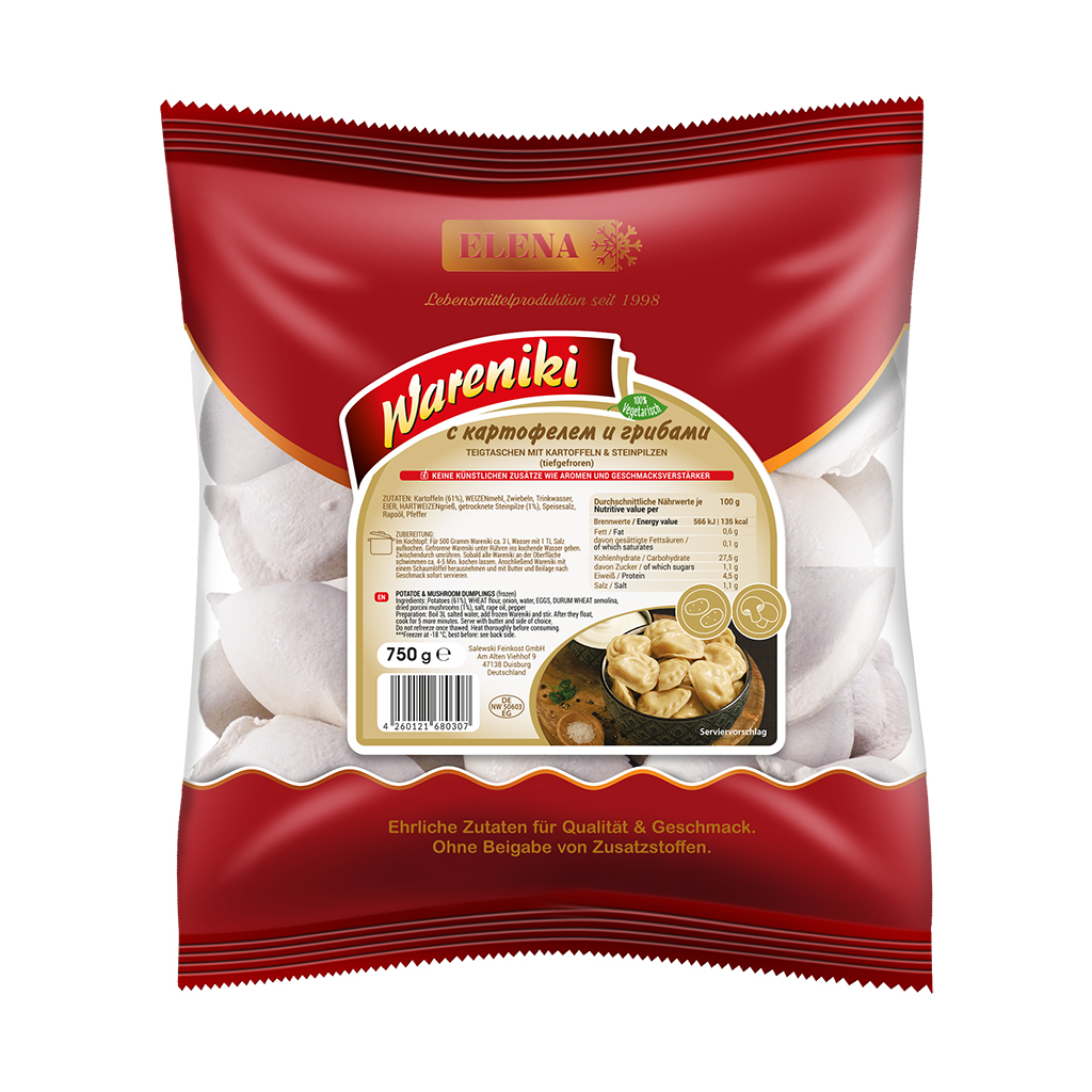 Wareniki-deegwaren met aardappelen & porcini-paddenstoelen