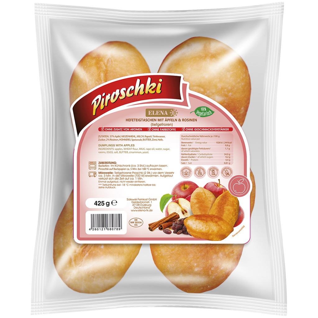 Piroschki - gebakken gistdeegzakjes met appels & rozijnen