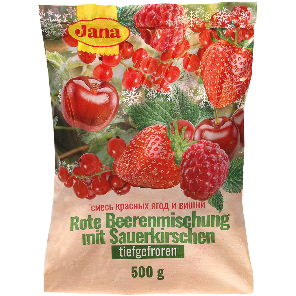 Diepgevroren rode bessenmix met zure kersen