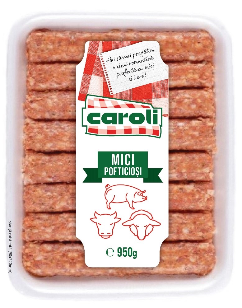 Röllen van gehaktbereiding met varkens-, rund- en schapenvlees, met toegevoegd drinkwater, diepgevroren "Caroli"