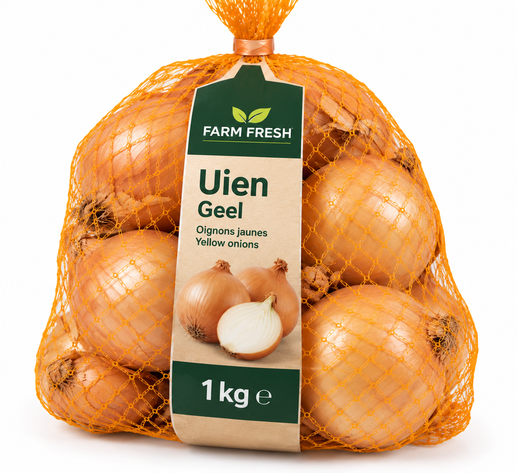 Uien geel verpakt