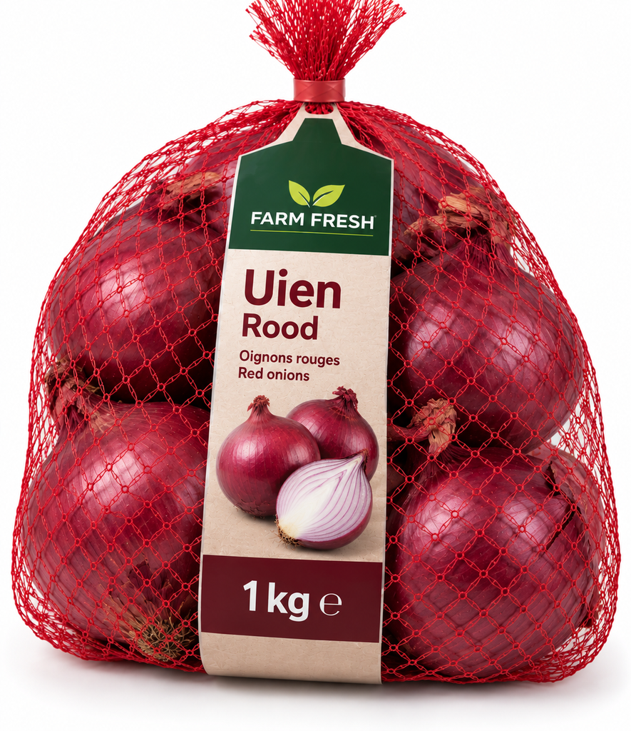 Uien rood verpakt