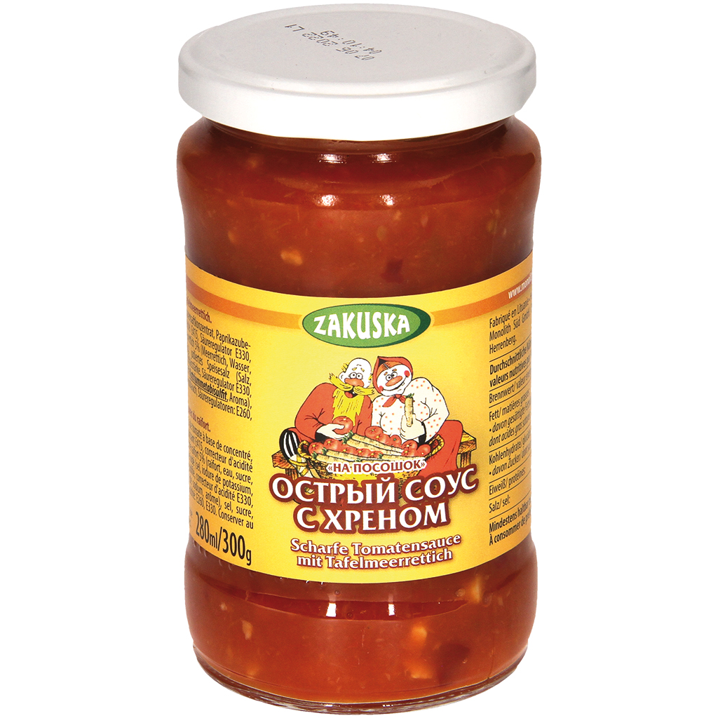 "Zakuska" Tomatensaus met mierikswortel pikant Na Pososhok 280 ml