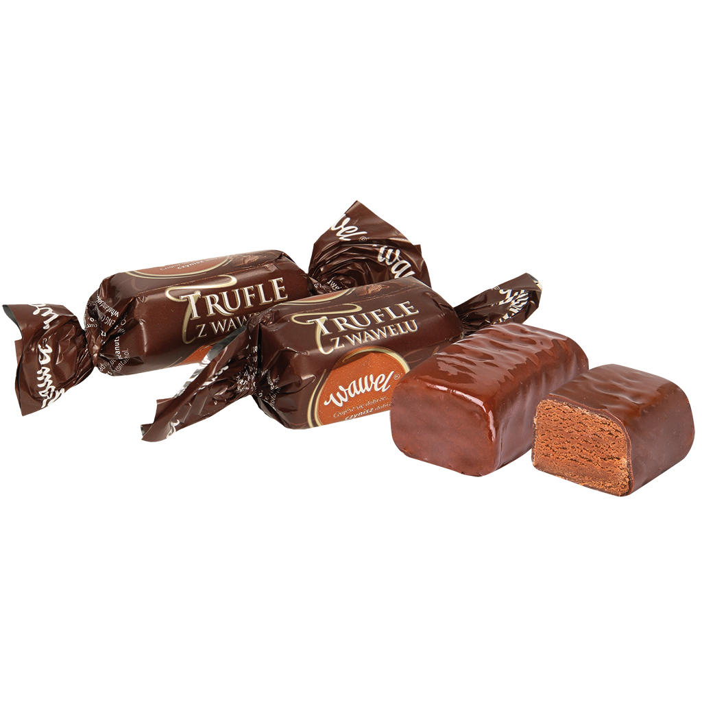 Confiserie "Truffels van Wawel" met rum smaak, omhuld met chocolade