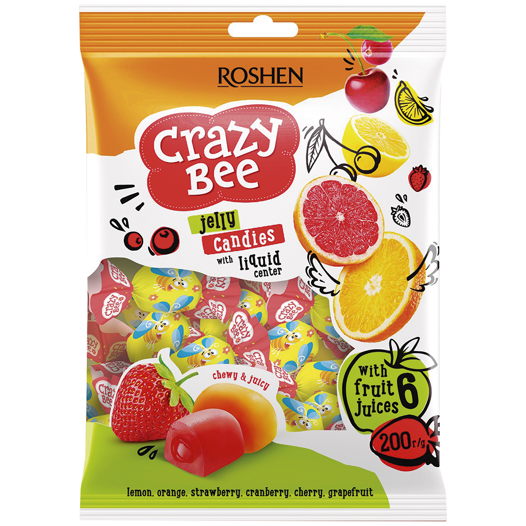"Crazy Bee Fruity" Конфеты желейные c начинкой со вкусами: к