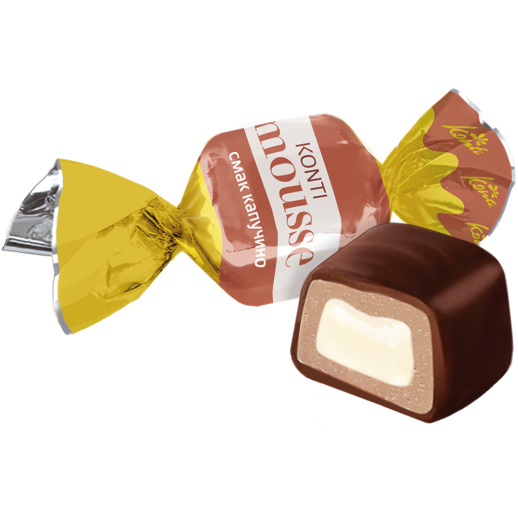 SvitKonti Confiserie Snoep Mousse met Vulling met Cappuccino Smaak 28,2% in cacaohoudende vetglazuur 20% /los