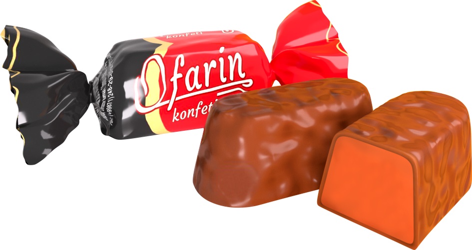 Konfekt "Ofarin" in cacao-houdende vetglazuur 15%
